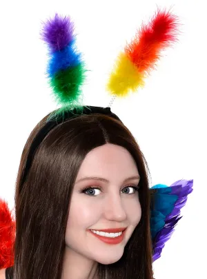 Fluffy Rainbow Feather Head Bopper Costume Accessory