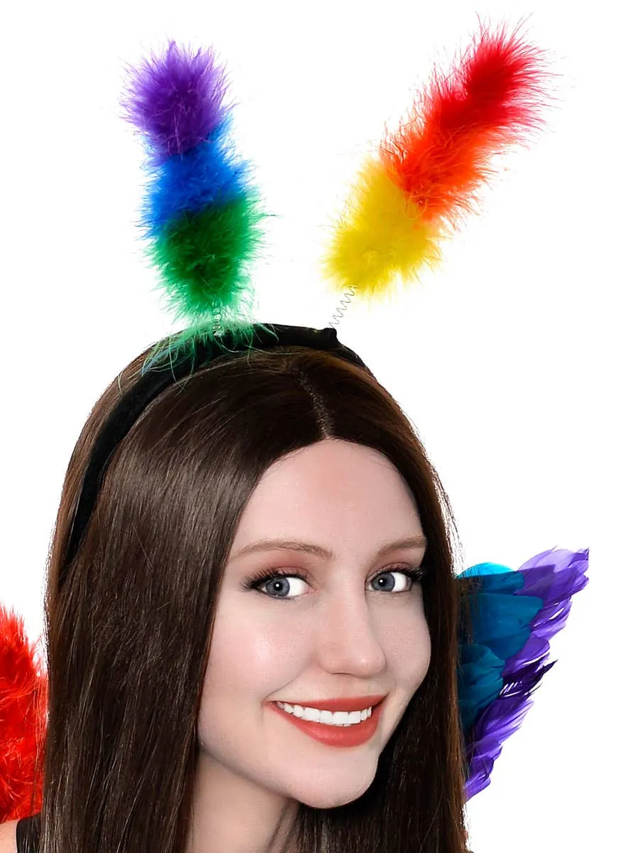 Fluffy Rainbow Feather Head Bopper Costume Accessory