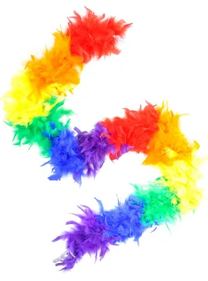 Fluffy Rainbow Feather Mardi Gras Costume Boa