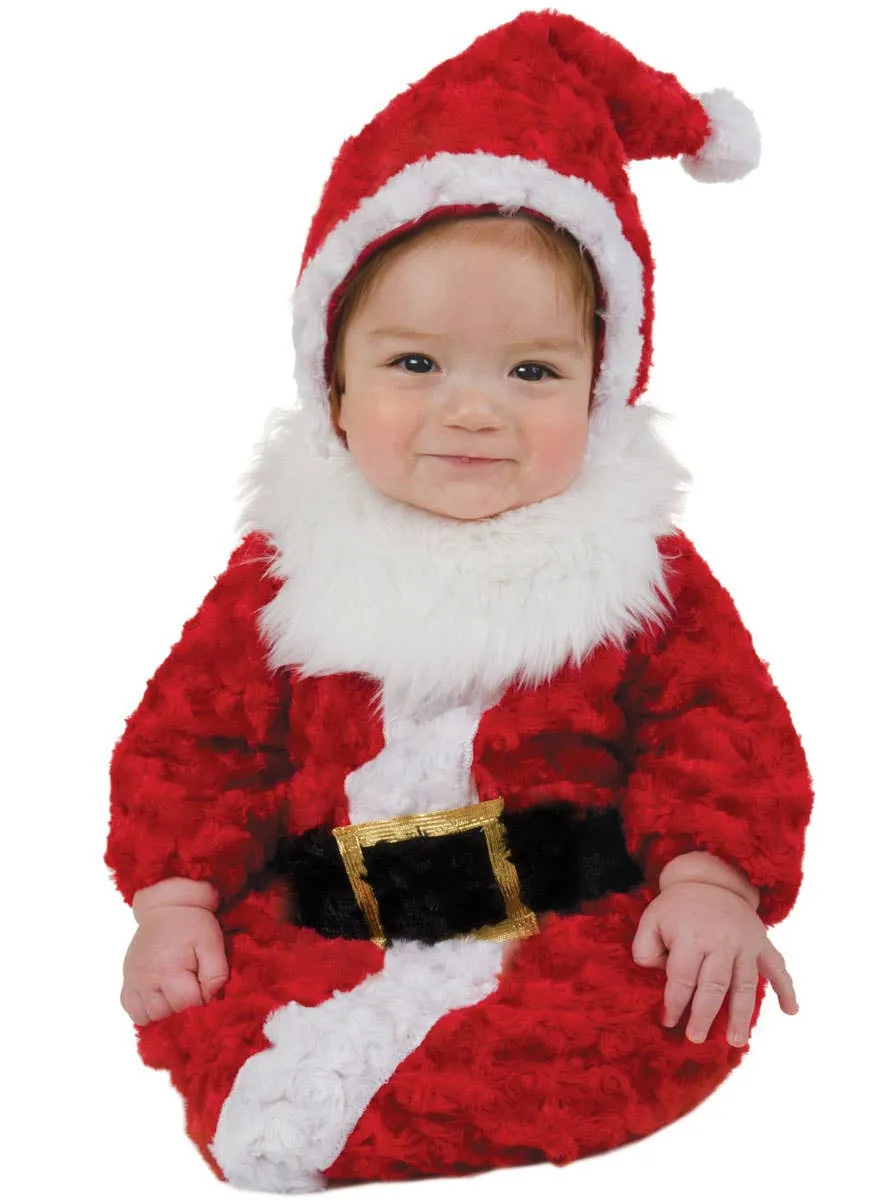 Fluffy Red Infant Kids Santa Claus Bunting Costume