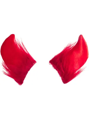Fluffy Red Satin Clip In Devil Horns Costume Accessory