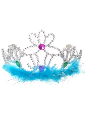 Fluffy Sky Blue Feather Princess Costume Tiara