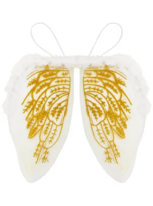Fluffy White and Gold Glitter Angel Costume Wings
