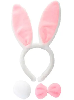 Fluffy White and Pink Bunny Rabbit Accessory Set