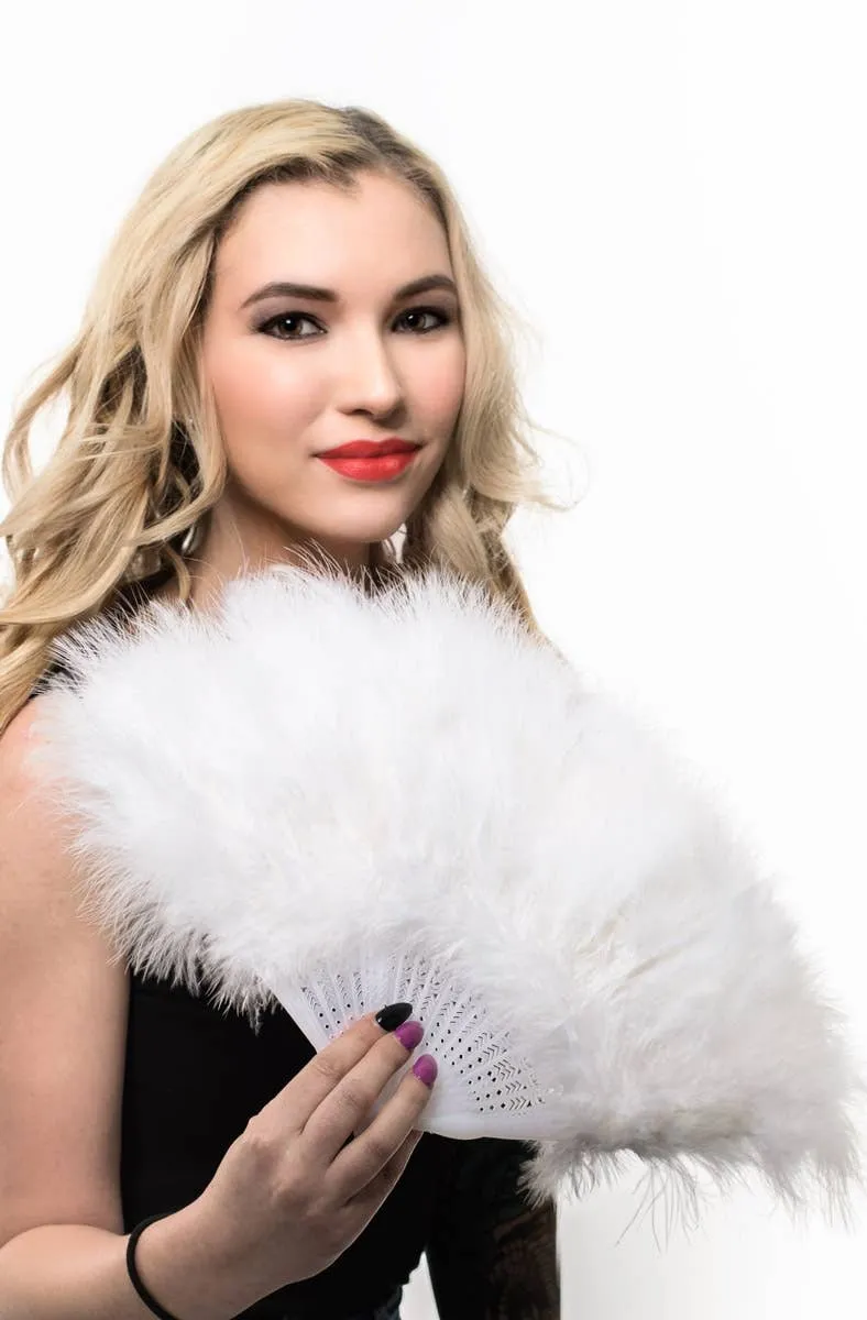 Fluffy White Feather Fan Costume Accessory