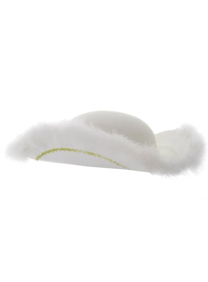 Fluffy White Pirate Tri-Corn Costume Hat