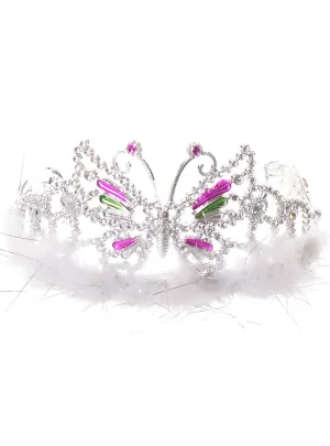 Fluffy White Tinsel Feather Princess Costume Tiara