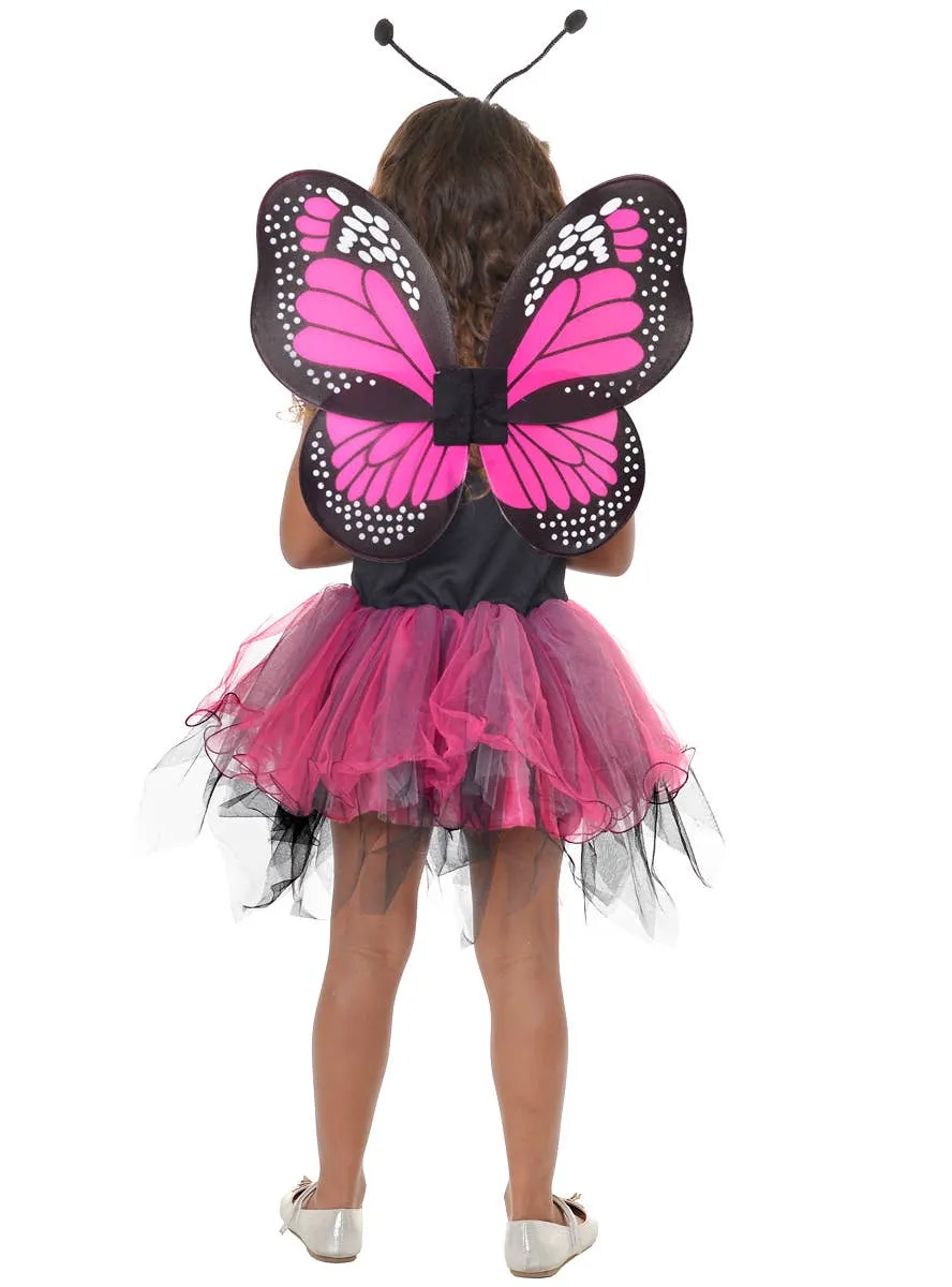 Fluttery Butterfly Girls Pink and Black Dress Up Costume