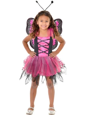 Fluttery Butterfly Girls Pink and Black Dress Up Costume