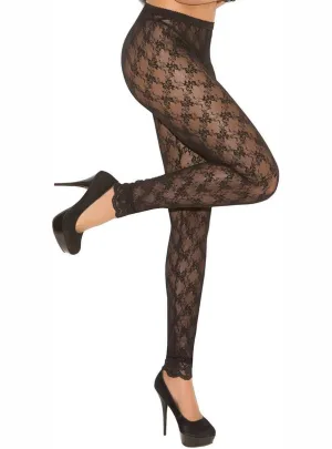 Footless Black Lace Womens Stockings