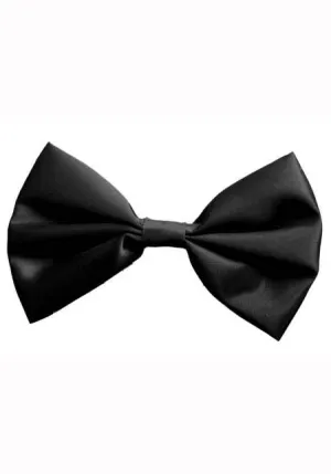 Formal Black Satin Bow Tie Costume Accessory