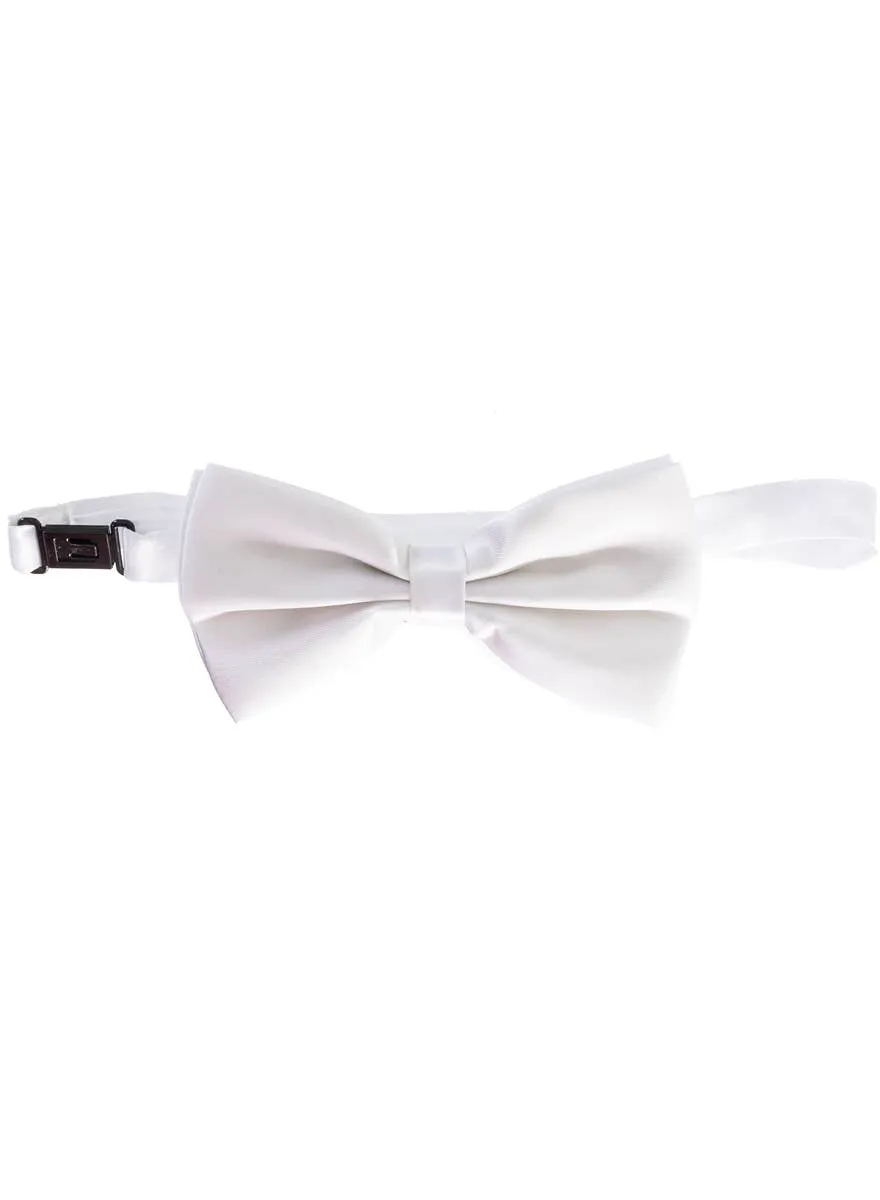 Formal White Satin Bow Tie Costume Accessory