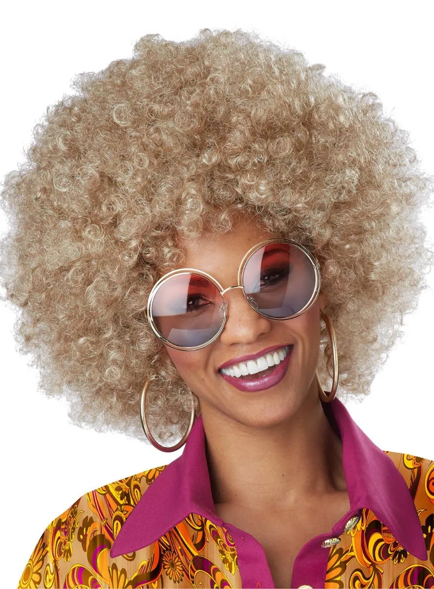 Foxy Lady Womens 1970s Blonde Afro Costume Wig
