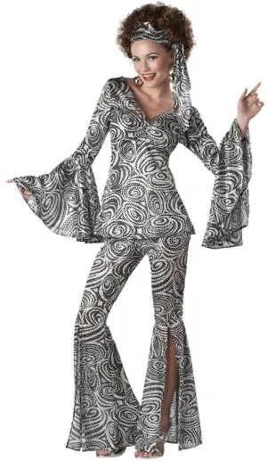 Foxy Lady Womens Holographic 70s Disco Costume