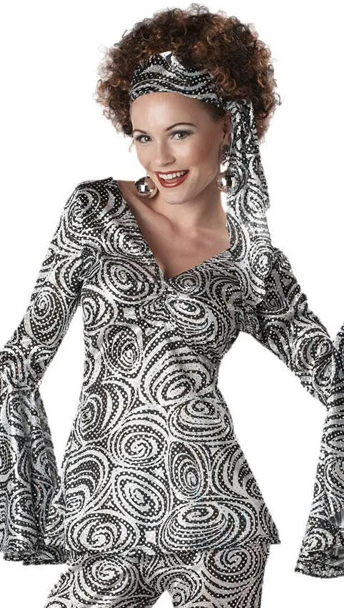 Foxy Lady Womens Holographic 70s Disco Costume