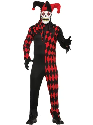 Freaky Jester Mens Halloween Fancy Dress Costume