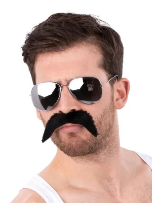 Freddie 80s Rock Icon Mens Moustache And Glasses Accessory Set