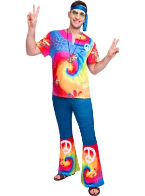 Free Spirit Hippie Mens Plus Size 70s Costume