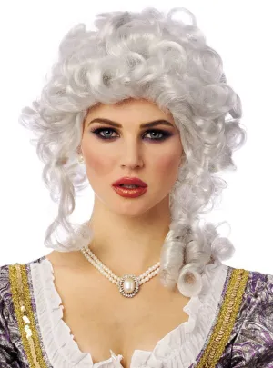 French Queen Womens Platinum White Baroque Costume Wig