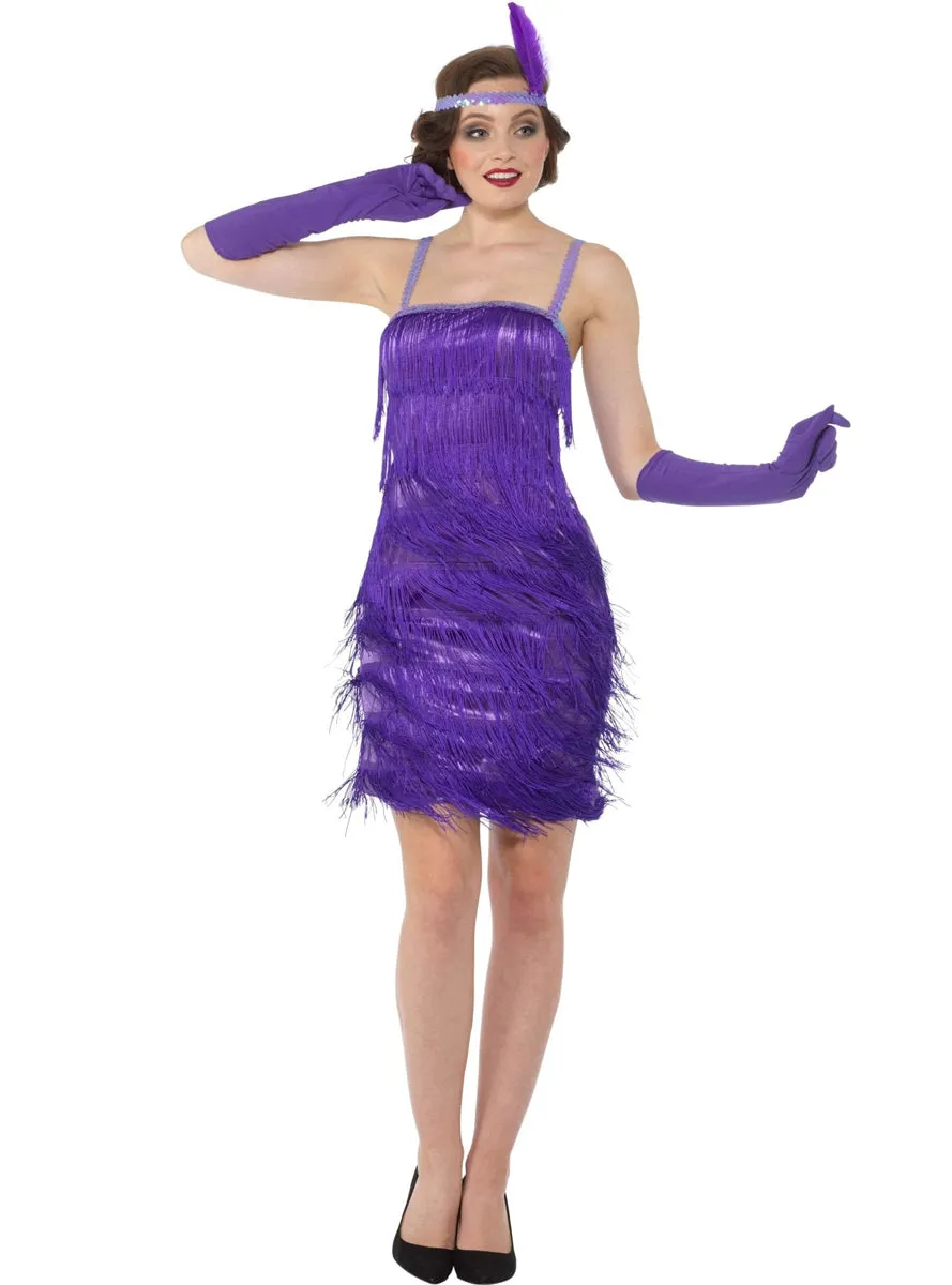 Fringed 1920s Womens Purple Flapper Costume