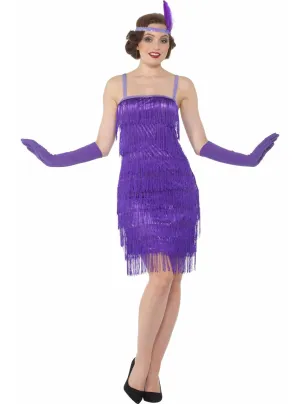 Fringed 1920s Womens Purple Flapper Costume