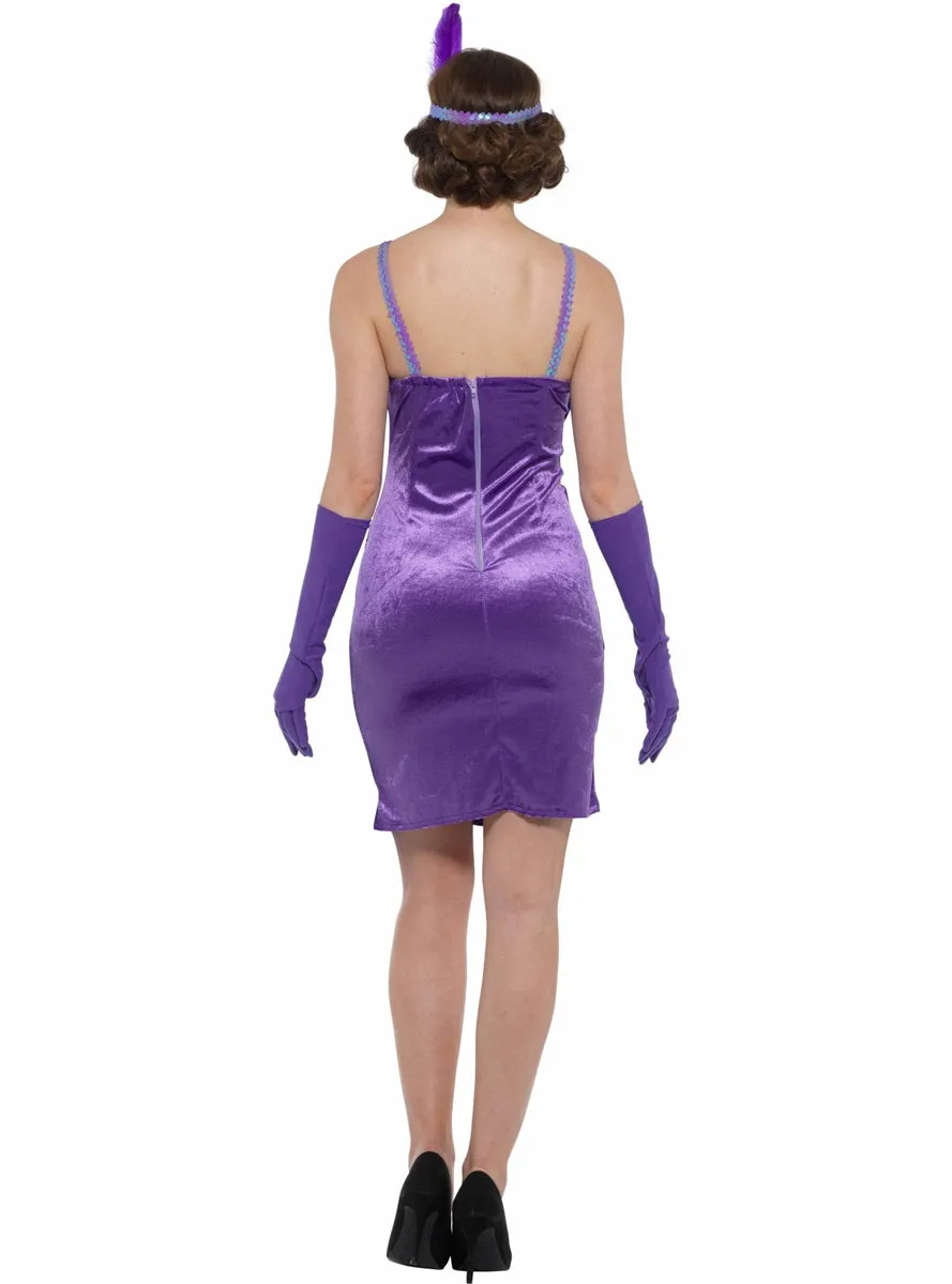 Fringed 1920s Womens Purple Flapper Costume