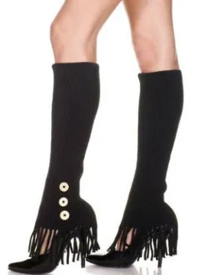 Fringed Black Leg Warmers