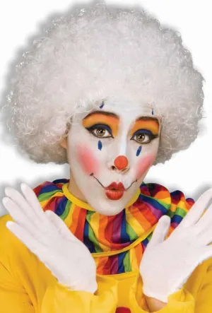Frizzy Womens White Clown Afro Costume Wig