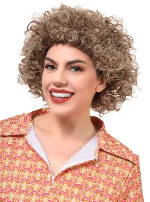 Frosted Blonde and Brown 1970s Adults Afro Costume Wig