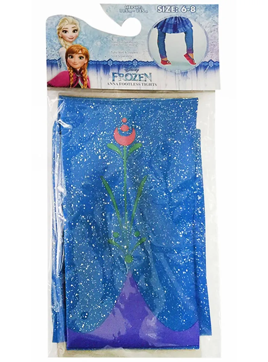 Frozen Princess Anna Girls Blue Glitter Footless Tights