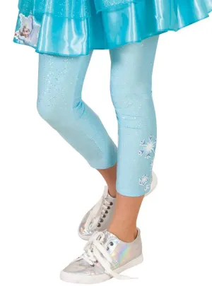 Frozen Queen Elsa Girls Blue Glitter Footless Tights