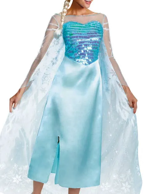 Frozen Womens Queen Elsa Fancy Dress Costume