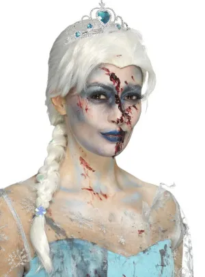 Frozen Womens White Braided Costume Wig with Snowflakes