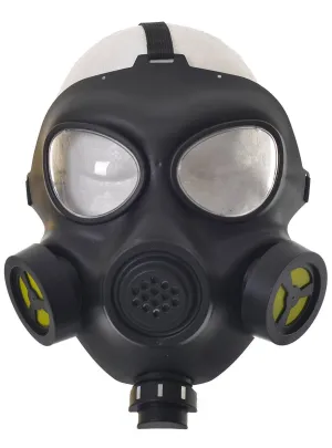 Full Face Black and Yellow Gas Mask Costume Accessory