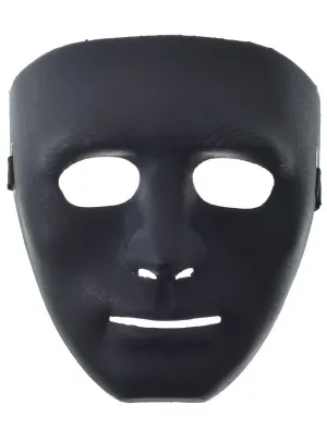 Full Face Blank Black Costume Mask