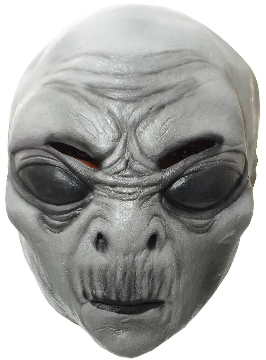 Full Head Grey Latex Alien Costume Mask
