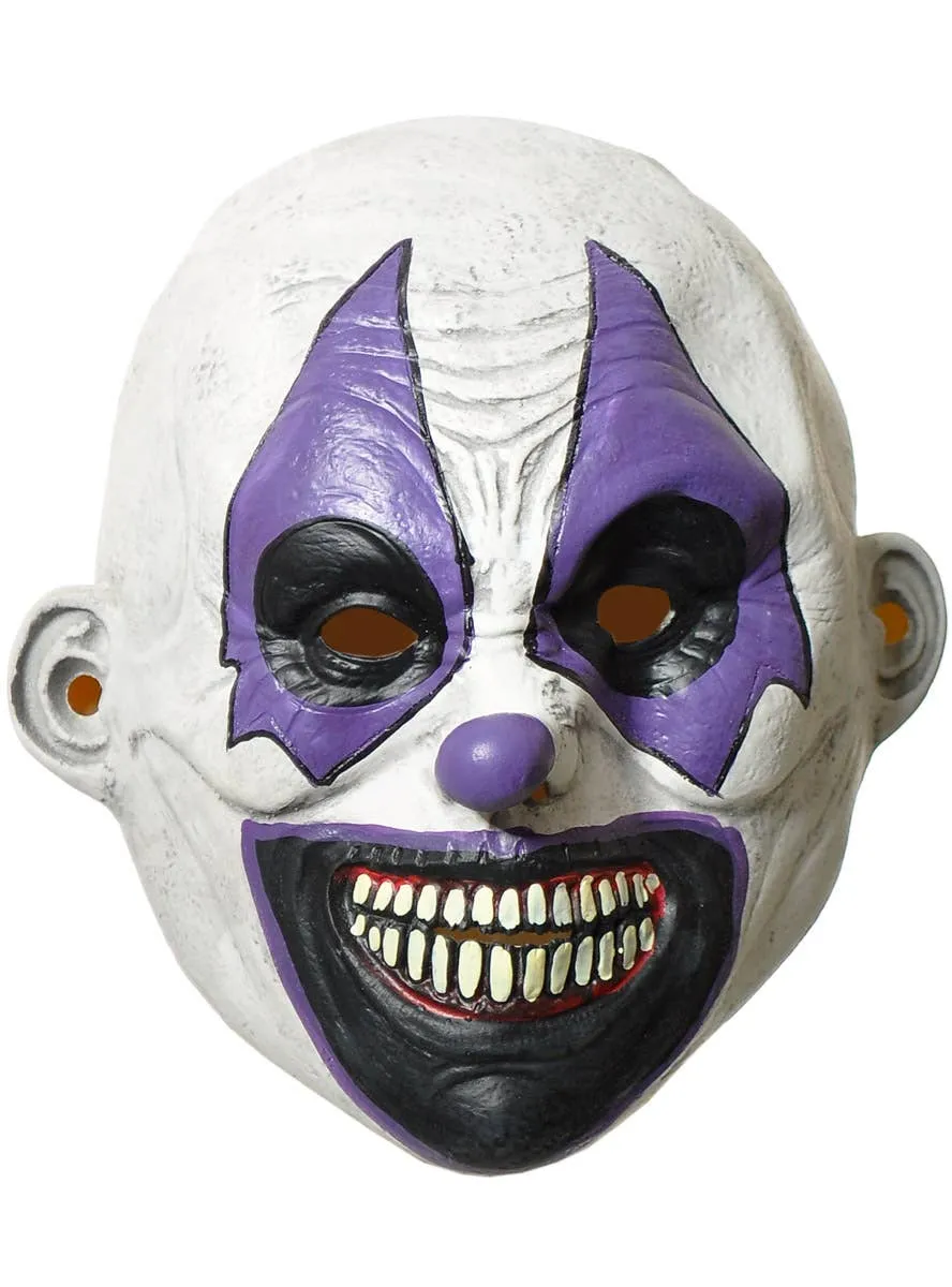 Full Head Scary Purple and White Clown Halloween Mask