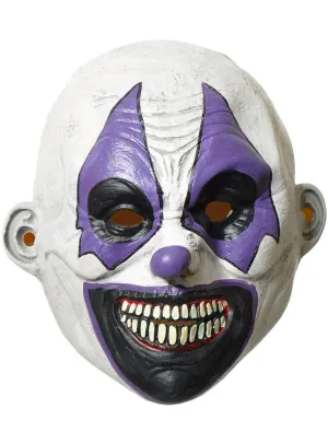 Full Head Scary Purple and White Clown Halloween Mask