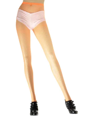 Full Length 80s Neon Orange Fishnet Costume Stockings