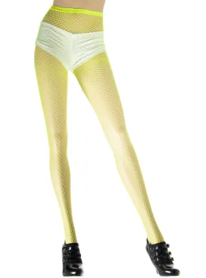 Full Length 80s Neon Yellow Fishnet Costume Stockings