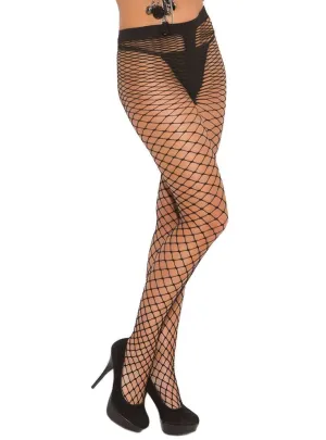 Full Length Black Diamond Fishnet Womens Pantyhose