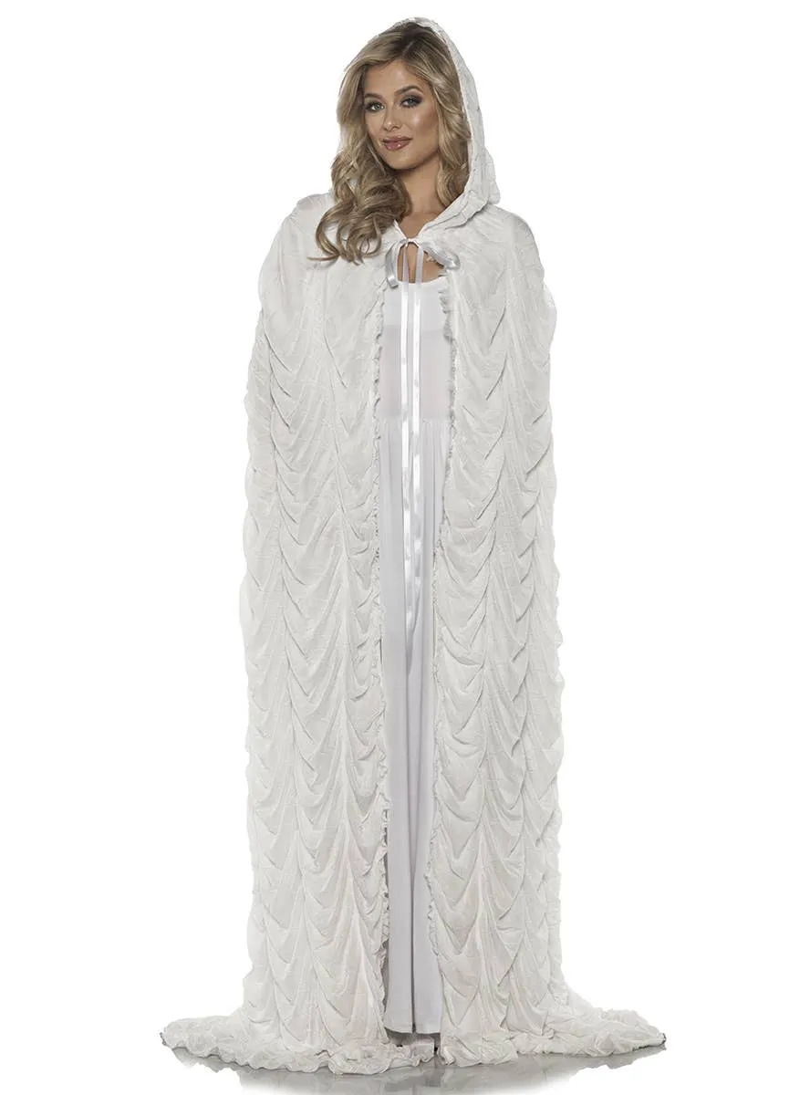 Full Length Hooded White Halloween Costume Cape