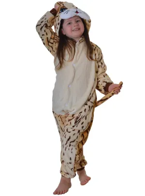 Full Length Leopard Print Kids Animal Onesie Costume