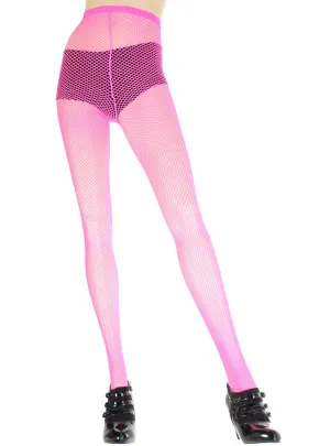 Full Length Neon Pink Womens Fishnet Pantyhose