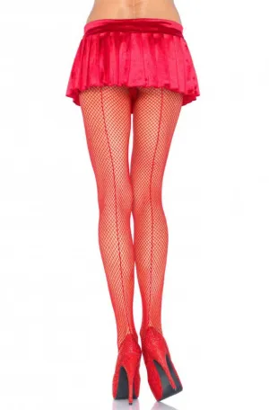 Full Length Red Fishnet Back Seam Sexy Pantyhose