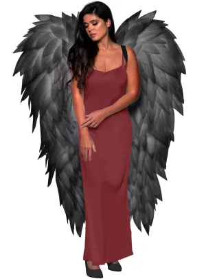 Full Length Slate Black Featherless Dark Angel Costume Wings