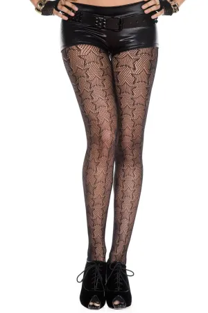 Full Length Star Pattern Womens Black Fishnet Stockings