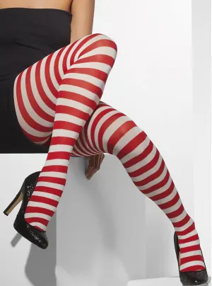 Full Length Striped Red and White Womens Stockings