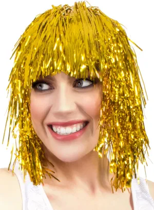 Fun Gold Tinsel Adults Costume Wig