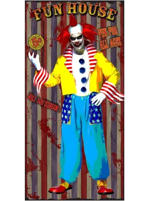 Fun House Evil Clown Door Cover Halloween Decoration